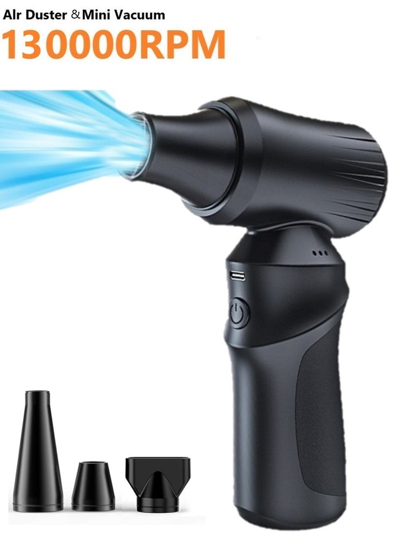 تشانجلي منفاخ هواء كهربائي، 130,000 دورة في الدقيقة، 3 سرعات قابلة للتعديل، منفاخ هواء لاسلكي، بطارية قابلة لإعادة الشحن 6000 مللي أمبير، منظف غبار محمول للكمبيوتر والسيارة والمنزل والخارج، يحل محل علب الهواء المضغوط - Image 1